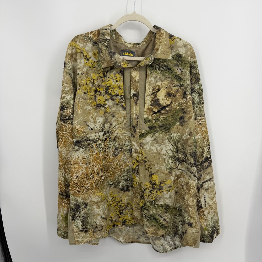Cabelas Zonz Western Button Up Shirt Mens 3XL Camo Long Sleeve Hunting Utility